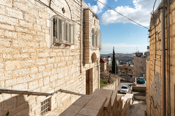 View from Star Street to adjacent streets and suburbs in Bethlehem in the Palestinian Authority,...
