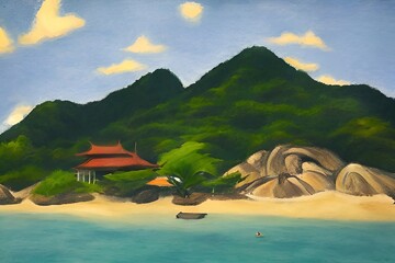 Tropical island painting