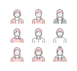 女性のイラストアイコンセット