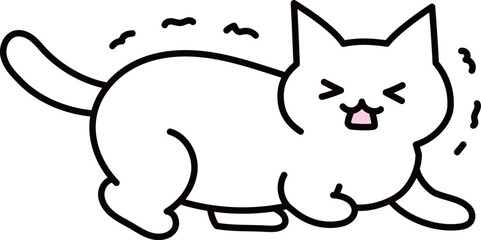 震える白い猫のイラスト
