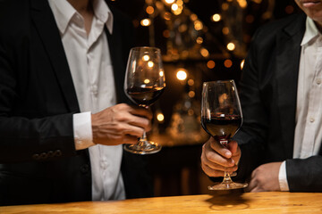 Celebrate whiskey on a friendly party in restaurant