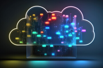 Fototapeta premium Cloud Networking, Automation, Cloud Managed, AI Generated Art for Business and Technology
