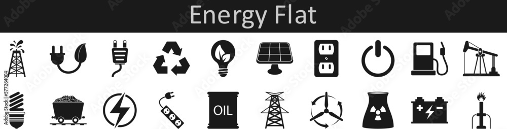 Poster energy flat icons set. web icon set. website set icon vector.
