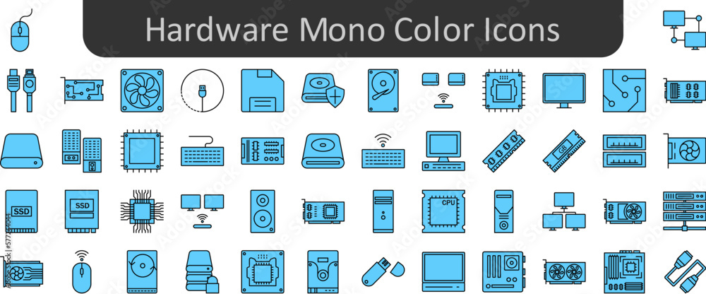 Poster hardware mono color icons set. web icon set. website set icon vector.