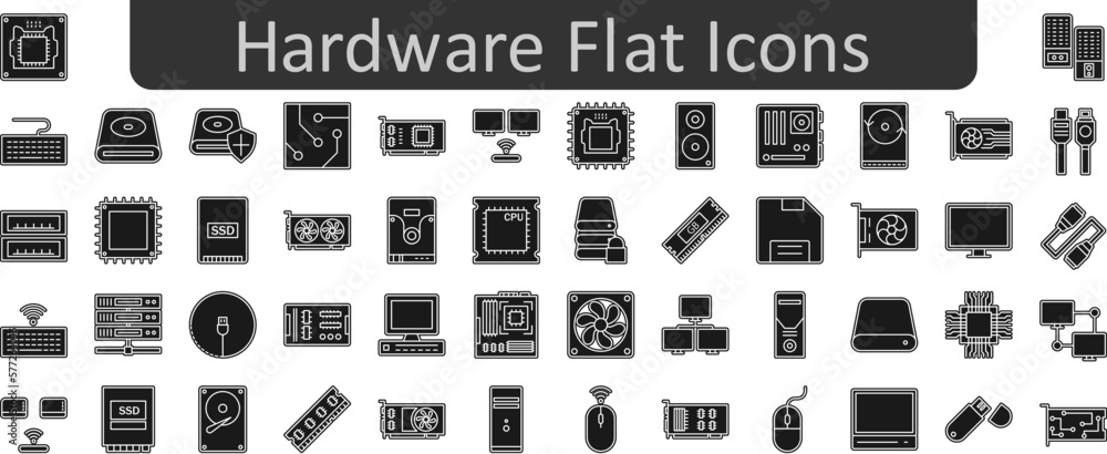 Poster hardware flat icons set. web icon set. website set icon vector.