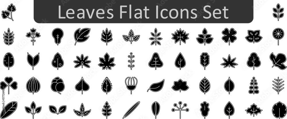 Aufkleber leaves flat icons set. web icon set. website set icon vector.