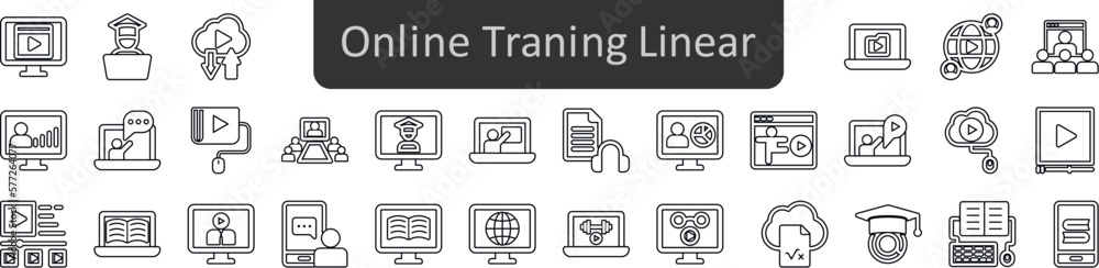 Poster online traning online traning reverse icons set. web icon set. website set icon vector.