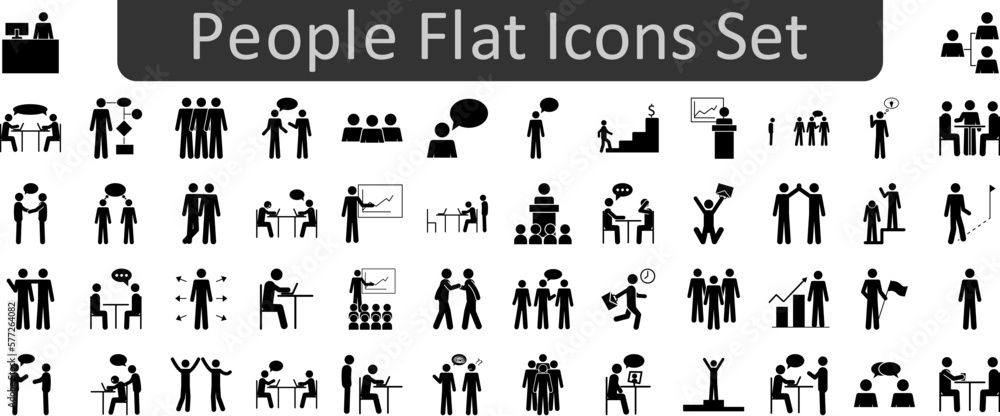 Poster people flat icons set. web icon set. website set icon vector.