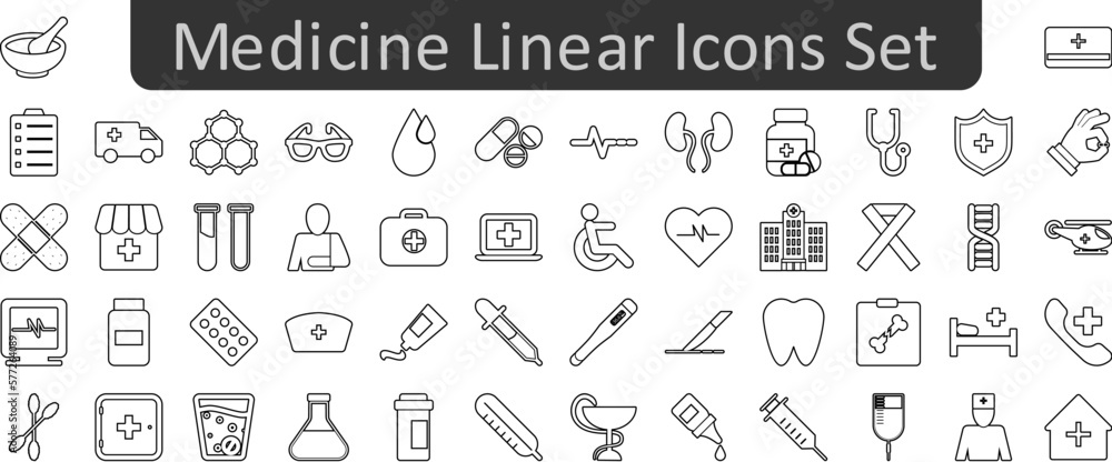 Aufkleber medicine linear icons set. web icon set. website set icon vector.