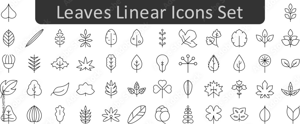 Poster leaves linear icons set. web icon set. website set icon vector.