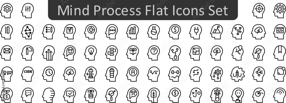 Poster mind process flat icons set. web icon set. website set icon vector.