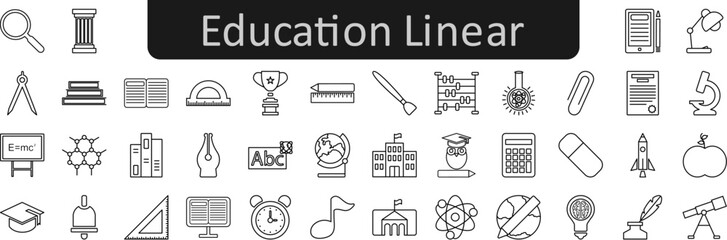 Education linear vector icon set collection