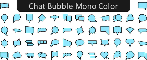 Chat bubble mono color vector icon set collection