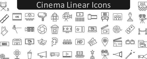 Cinema linear icons set. Web icon set. Website set icon vector.