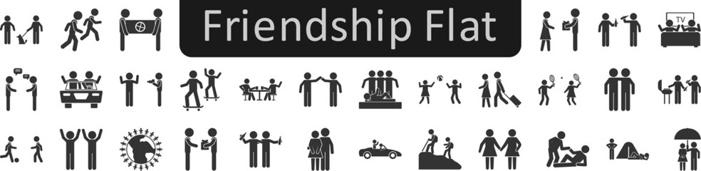 Friendship flat icons set. Web icon set. Website set icon vector.