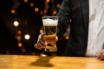 Celebrate whiskey on a friendly party in  restaurant