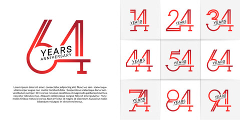 set of anniversary logotype red and black color for special celebration event