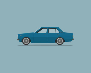 blue Toyota corolla k370 retro car illustration realistic retro car illustration flat vector