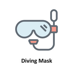 Diving Mask Vector Fill Outline Icons. Simple stock illustration stock