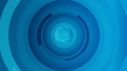 blue camera lens background wallpaper with three dimensional elements
