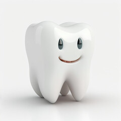 einzelner Zahn mit freundlichen Gesicht, single tooth with friendly face