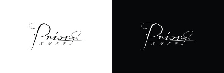 Abstract Priory Shop logo design, Priory shop vector logo design, Priory sign lettering vector design