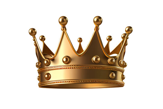 Golden royal king crown on transparent background. Generative ai.
