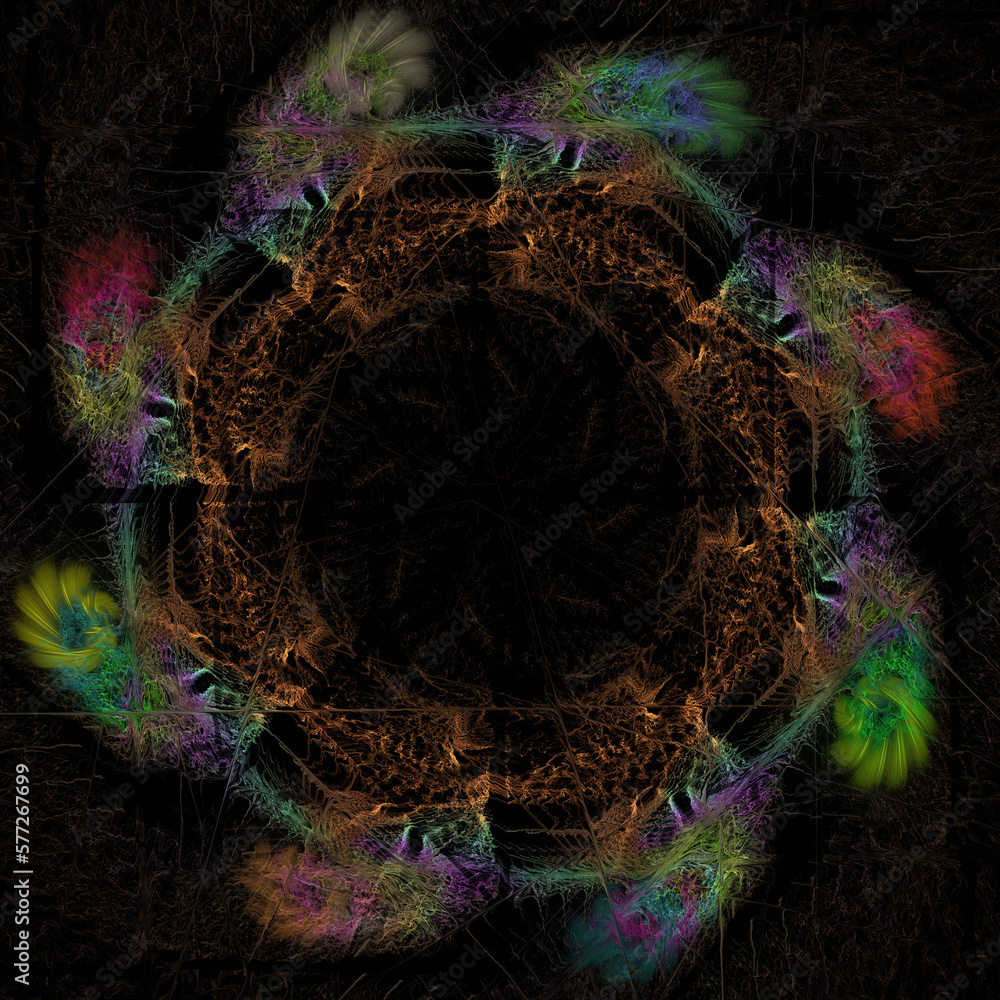 Poster digital fractal art computer generated 3d rendered graphics, abstract shapes and forms, beautiful fr