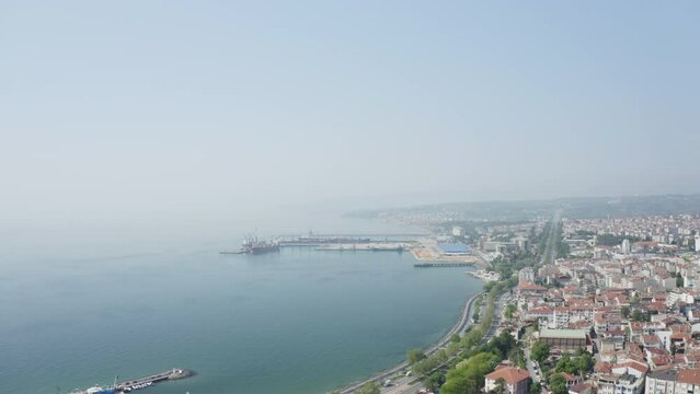 Aerial view of Tekirdag City landscape. 4K Footage in Turkey