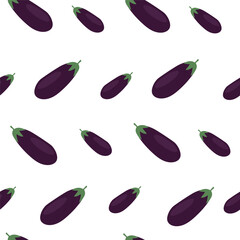 Seamless pattern with eggplants. Ripe and healthy eggplant. Vector illustration.