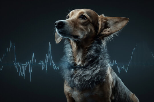 Veterinary concept, pulse, dog's heartbeat. Generative AI.