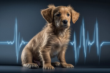 Veterinary concept ,pulse, dog's heartbeat. Generative AI.