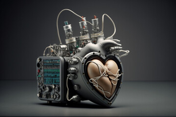 3D illustration design, heart battery inspired by the human heart. Generative AI.