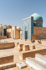 Awesome view of the Shah-i-Zinda Ensemble, Samarkand, Uzbekistan - obrazy, fototapety, plakaty
