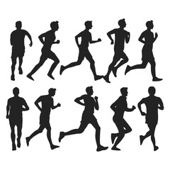 running sport vector collection in flat style with different styles and shapes, running sport vector flat isolated on white background
