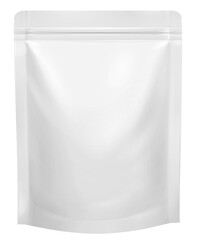 Blank stand up pouch foil or Plastic packaging with zipper isolated. PNG transparency