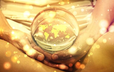 Fortune teller concept, Love power meditation for helping world The world with love prediction ...