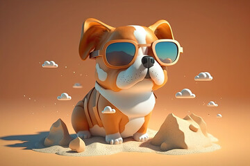 Cute 3d dog, generative AI