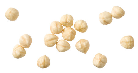 Hazelnuts isolated on the white background, top view. - 577275886