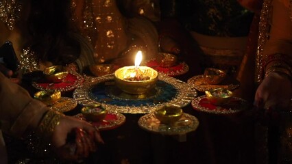 Mesmerizing Mehndi Wedding Home Decor – Beautiful Warm Lighting Enhancing the Nighttime Celebration Atmosphere