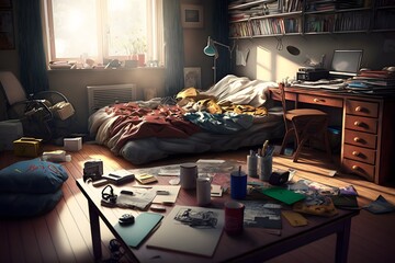messy room created using AI Generative Technology