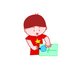 an information technology guy display and diagnosis symbol. Symbol of troubleshooting in the IT industry