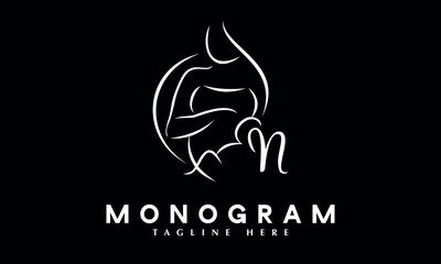 Pragnent lady logo abstract monogram vector