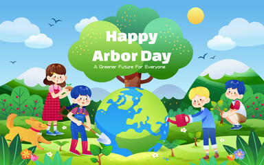 Creative arbor day illustration