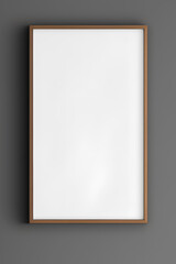 Wooden Photo Frame Isolated On Grey Background