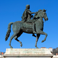 Fototapeta premium Famous statue of Louis XIV in Lyon city