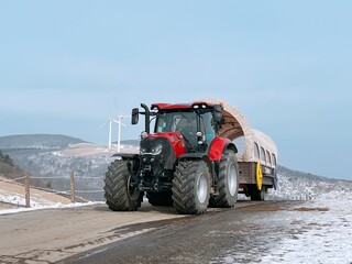 tractor on the snow