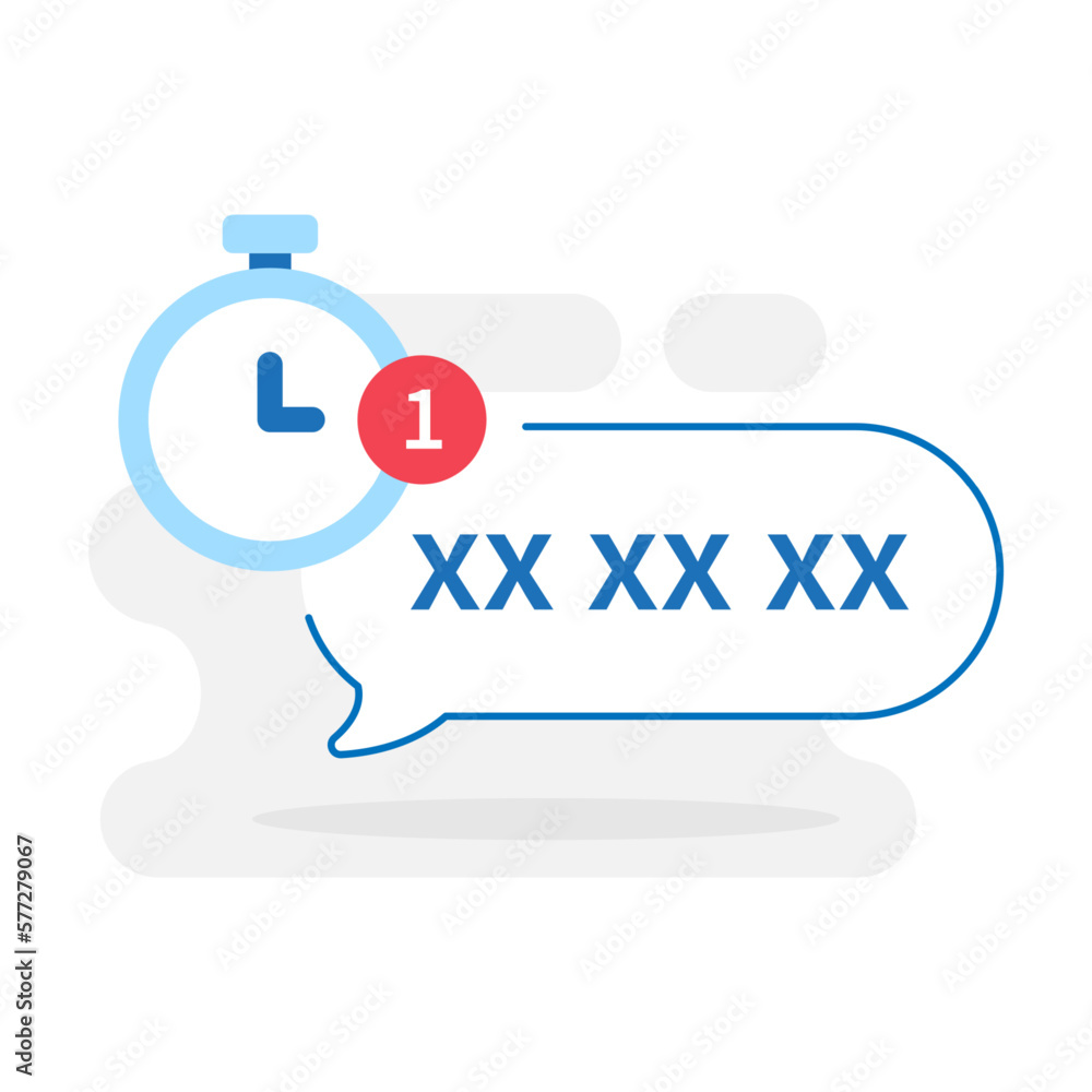 Poster one time password otp has been send, pop up information concept illustration flat design vector eps1