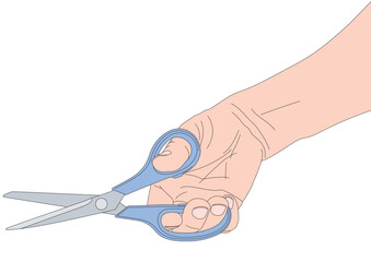 ハサミを握って切断する手