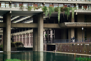 Modernist architecture of the estate and buildings in the Barbican district of London